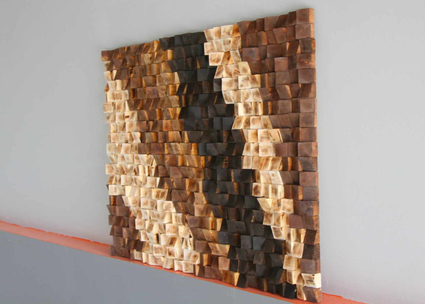 Rustic Wood wall Art, Reclaimed Woodburning Wood wall Art, Wood mosaic, Geometric art, Wood wall art ,Wood wall sculpture Abstract wood art