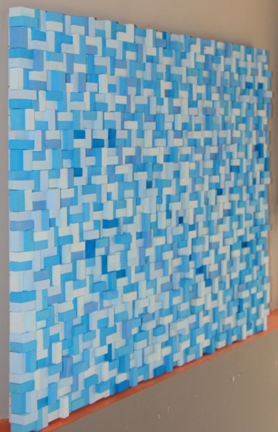 Wood wall Art: Shades of Blue, Rustic reclaimed Art, wood wall sculpture, abstract wood art, Modern Wall Art, wood mosaic, Reclaimed wood