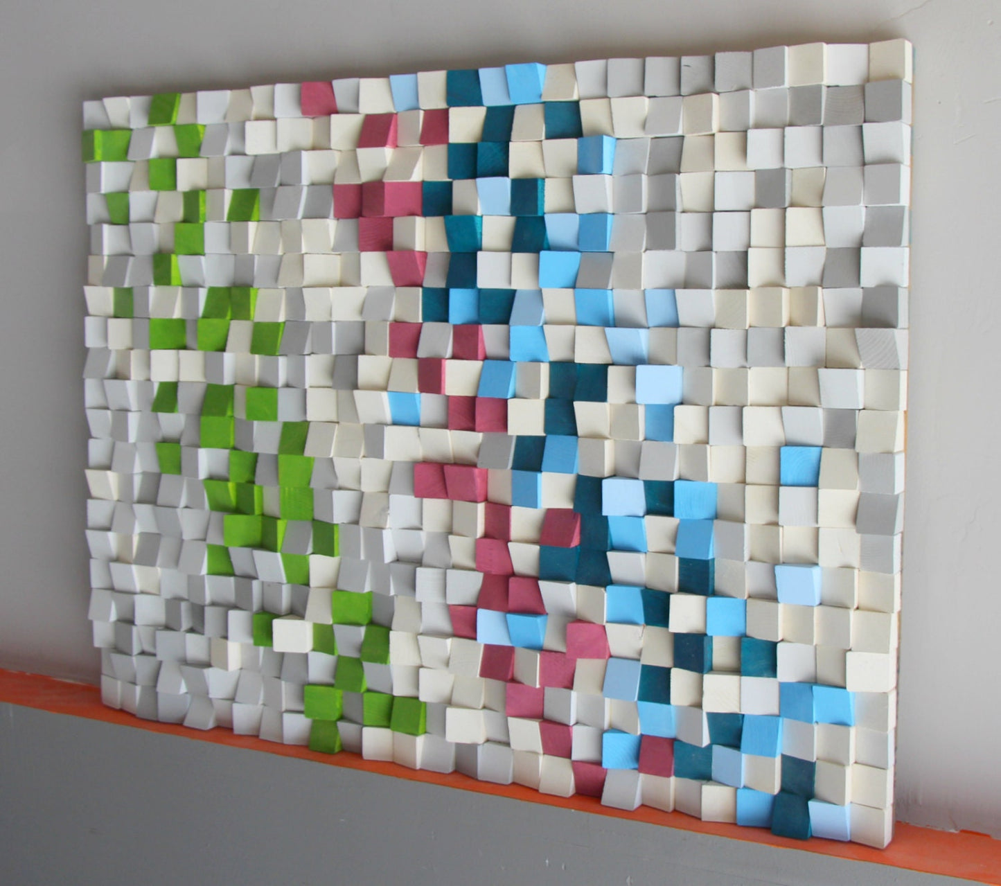Wood Wall Art, reclaimed wood art mosaic, Wood Wall Art 3D, wood sculpture, 30" x 40", painted wood pieces