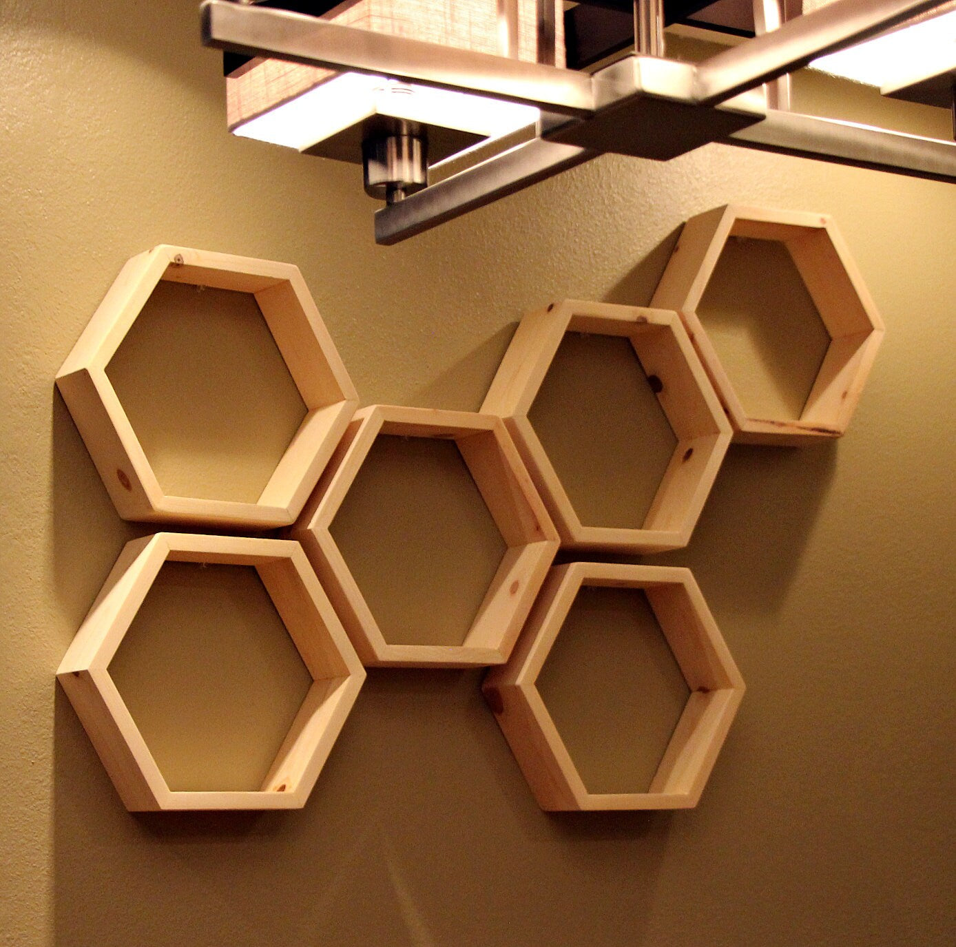 6 Hexagon Shelves, Hexagon Shelf, Honeycomb Shelf, Honeycomb Shelves, Floating Hexagon Shelf, Floating Honeycomb Shelves, Hexagon