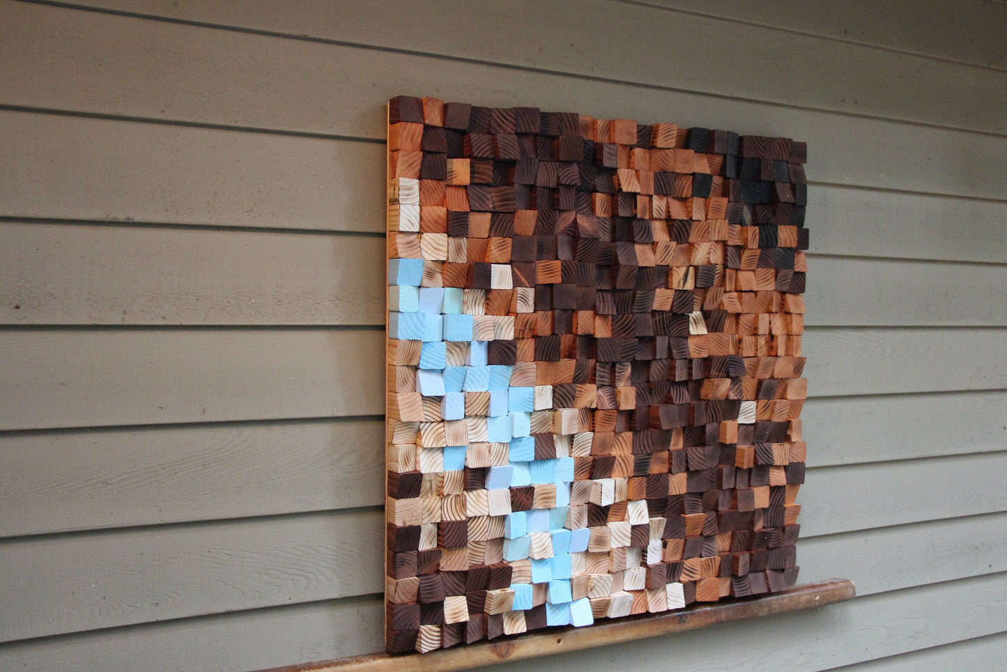 30x30 Reclaimed Wood wall Art, Woodburning Wood mosaic, Geometric art, Wood wall art , Rustic Wood wall Art, Wood wall sculpture Abstract