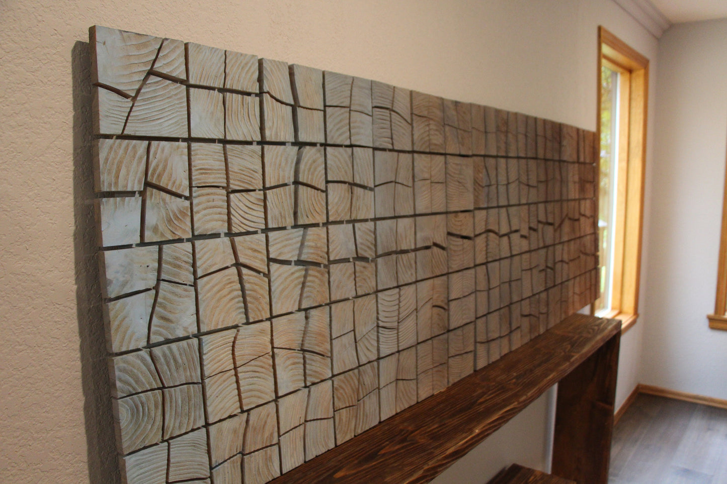 Large 30x90 inch Rustic Wood wall Art, Large Wood mosaic, Geometric art, Wood wall art , Wood wall sculpture