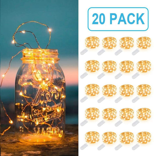 20 Pack of 20 LEDs Fairy Lights, Wedding Decorations copper lights, LED Mason Jar light, firefly Lights, fairy lights