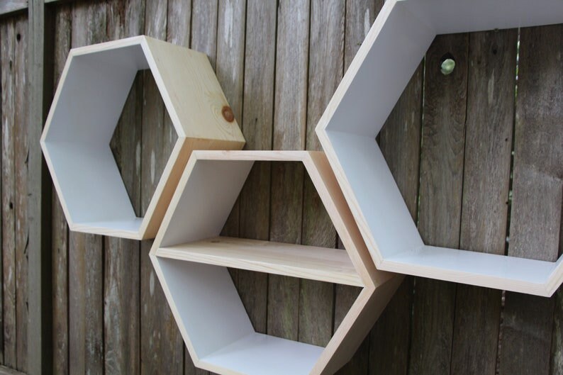 Set of 3, Extra Large Hexagon Shelves, Two colors, Honeycomb Shelf, Honeycomb Shelves, Floating Hexagon Shelf, Floating Honeycomb Shelves