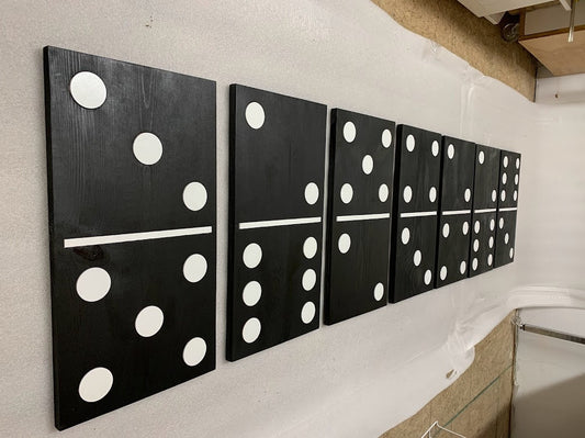 Set of large dominos - 7 dominoes by 11x21 inch each, Large wooden domino, Large wood wall art, Domino Wall Sign, Game Room, Man Cave