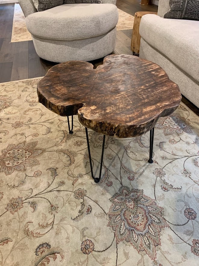 Black maple live edge round small coffee table/end or side table!  Black walnut or cedar - make to order -Live edge table, side table