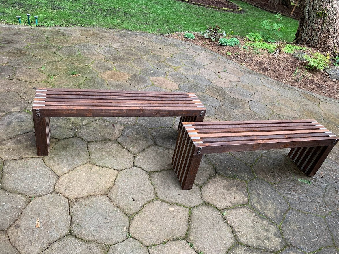 Set of 2: Bench Indoor or Outdoor Furniture, Patio Furniture,  Patio bench, deck bench, porch bench, decorative bench, made to order