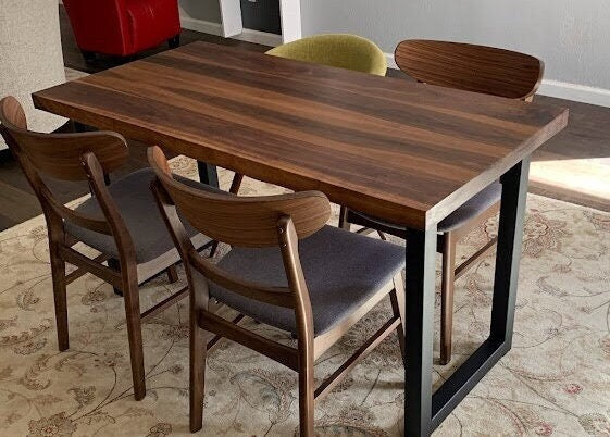 Custom size Large Black Walnut Dining Table, 4-10 seats, black walnut slab, 1 1/2 inch thick