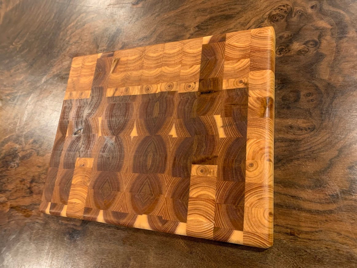 Set of 2: Cedar Cutting Board End Grain Butcher Block - Large Wooden Cutting Board for Kitchen, Handmade from cedar hard wood