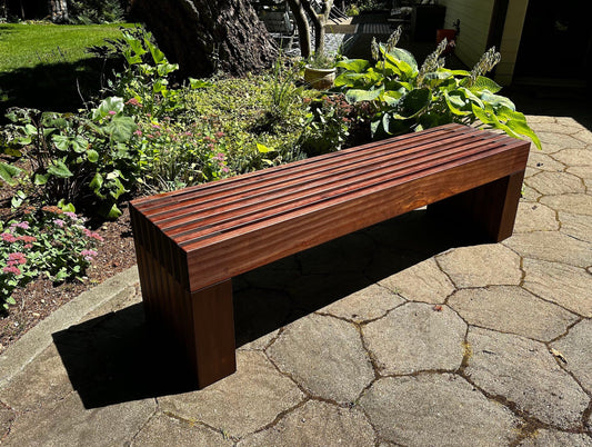 Kebony wood large outdoor Bench Furniture. Made from Kebony wood, Norway. #1 in the World for Patio Furniture or deck bench. Made to order